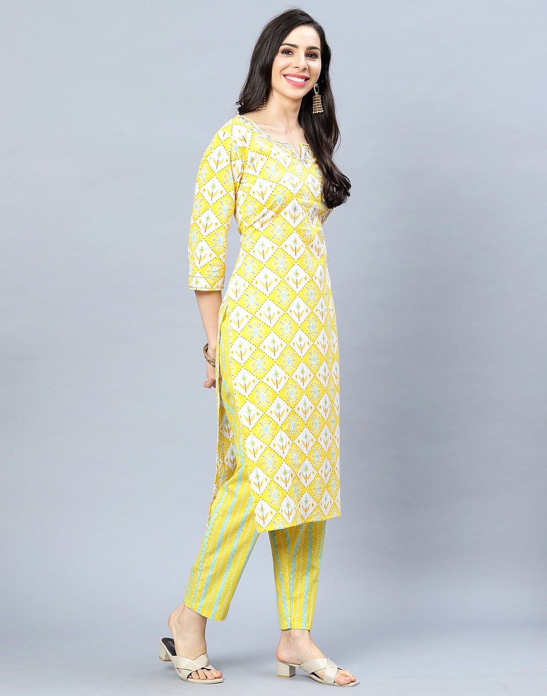 Cotton Printed Kurti Set with Gota Detail