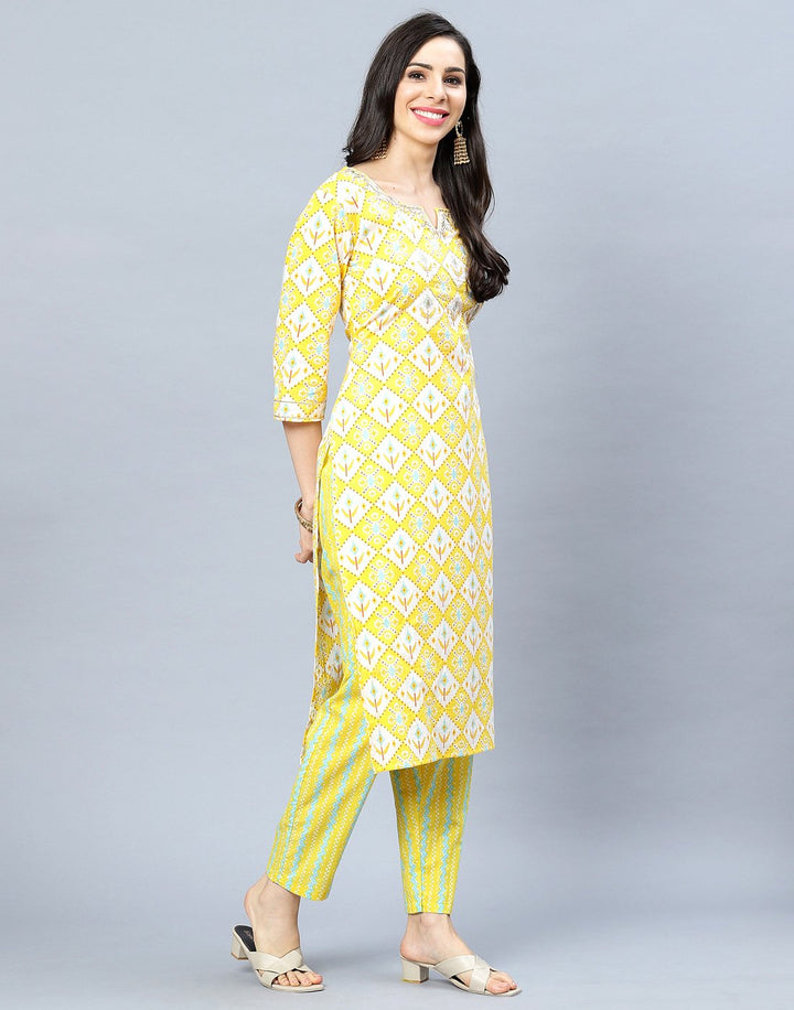 Cotton Printed Kurti Set with Gota Detail