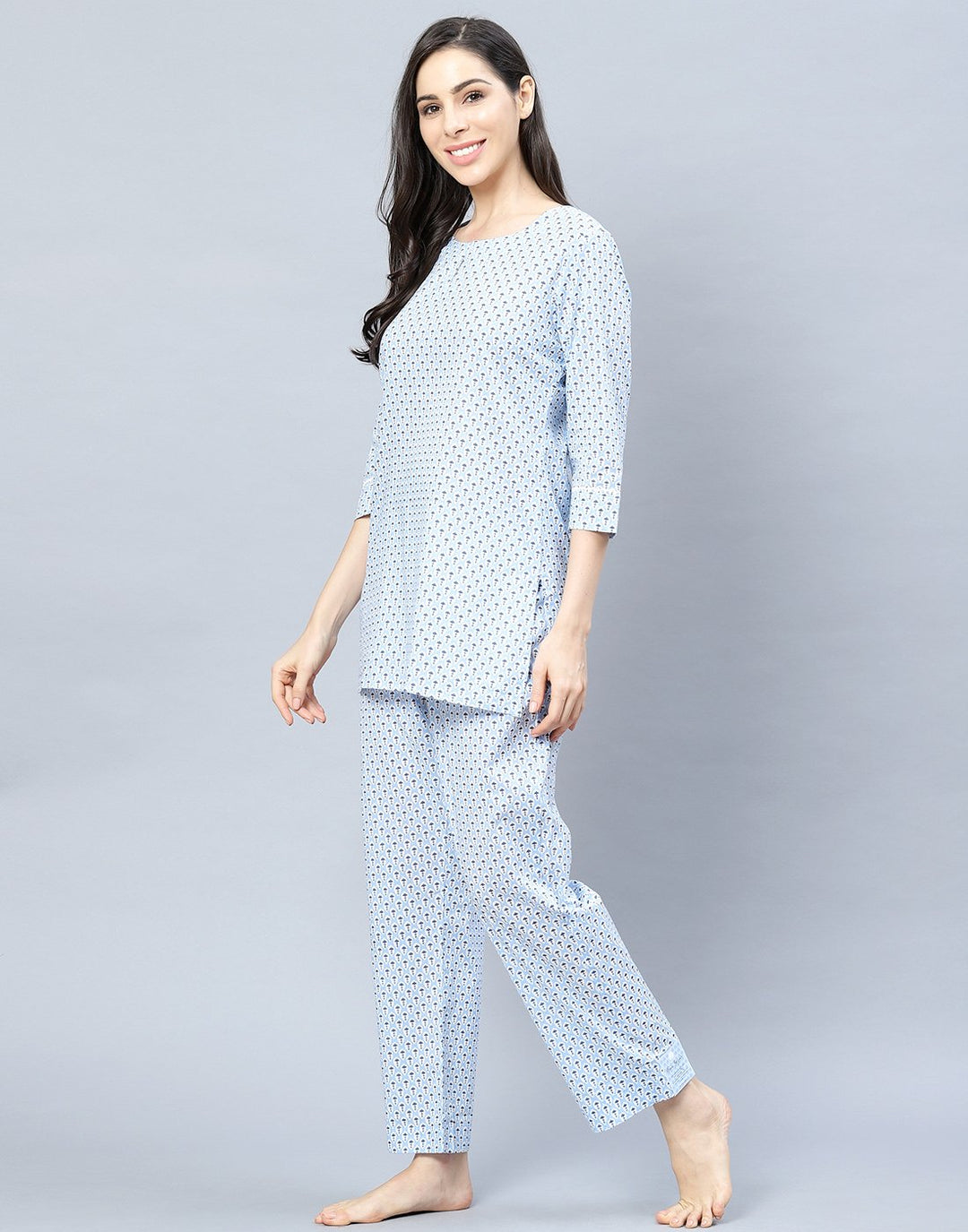 Printed Cotton Short Kurti Set