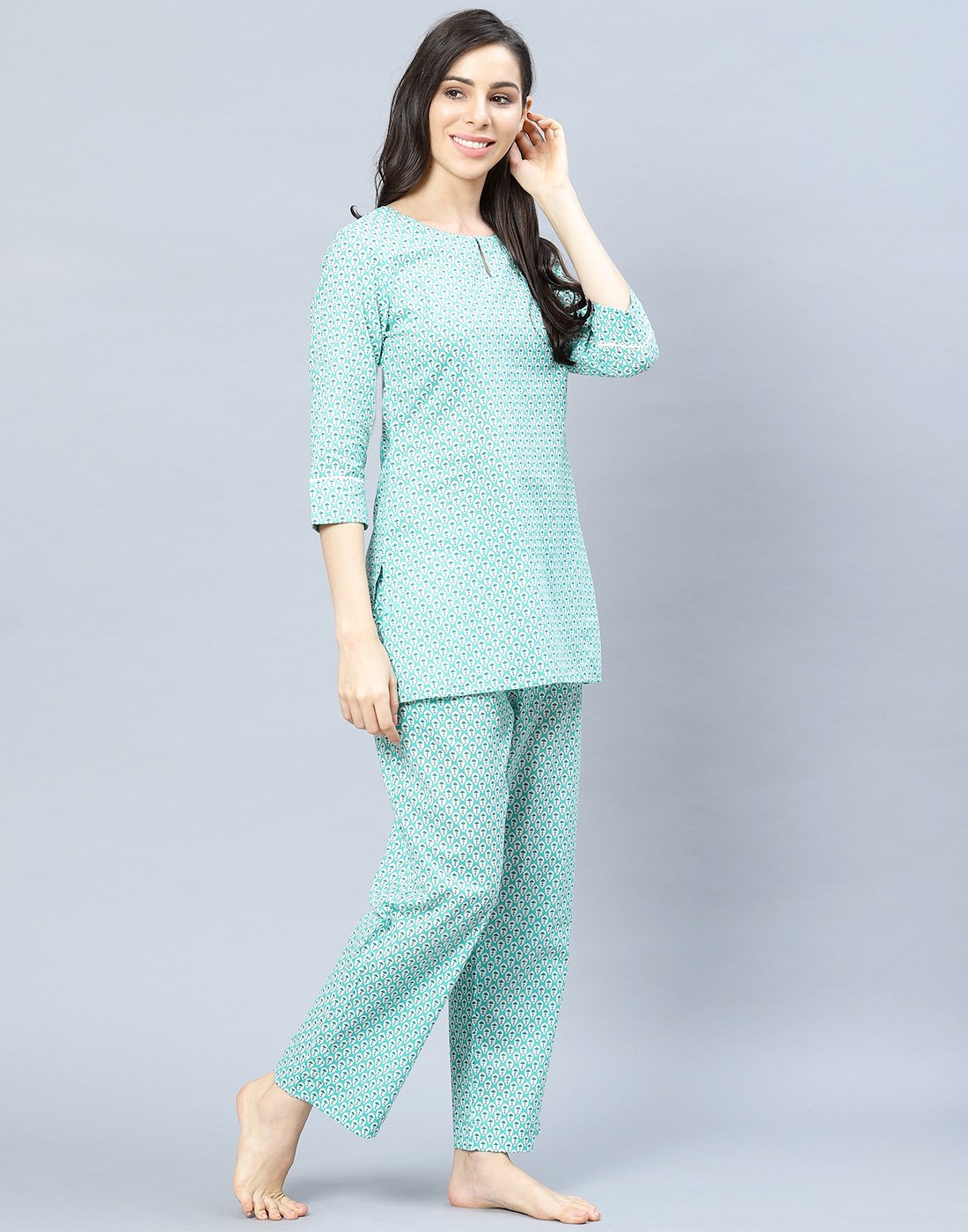 Printed Cotton Short Kurti Set