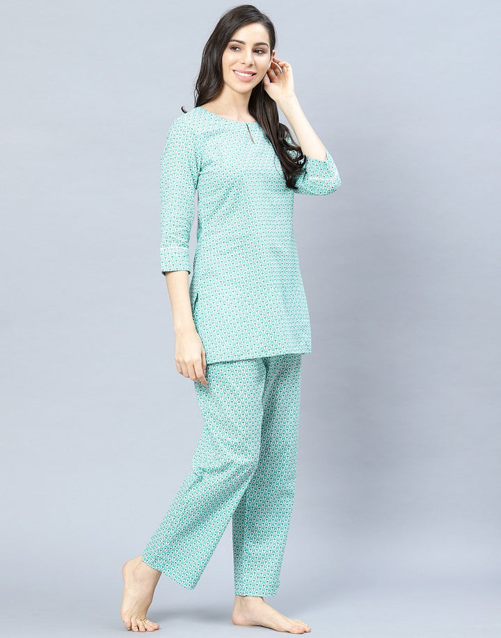 Printed Cotton Short Kurti Set