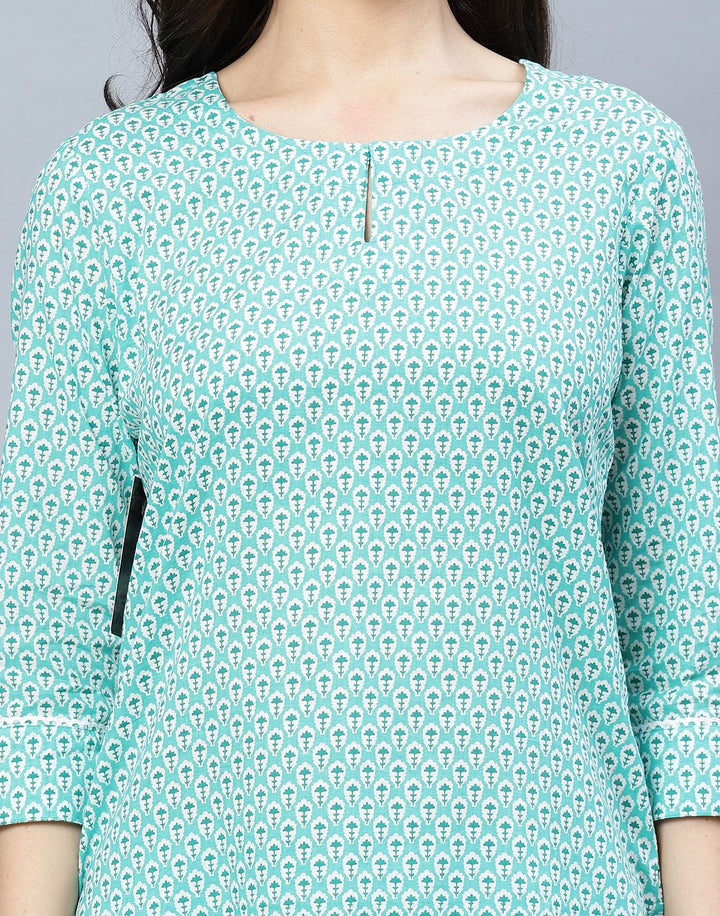 Printed Cotton Short Kurti Set
