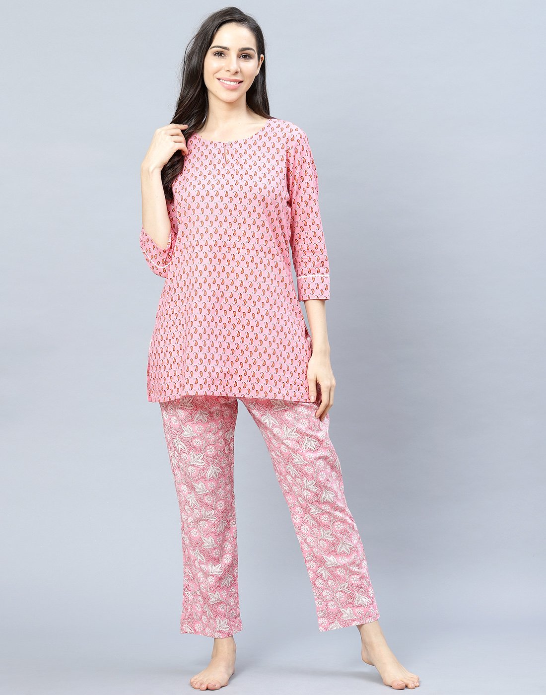 Printed Cotton Short Kurti Set