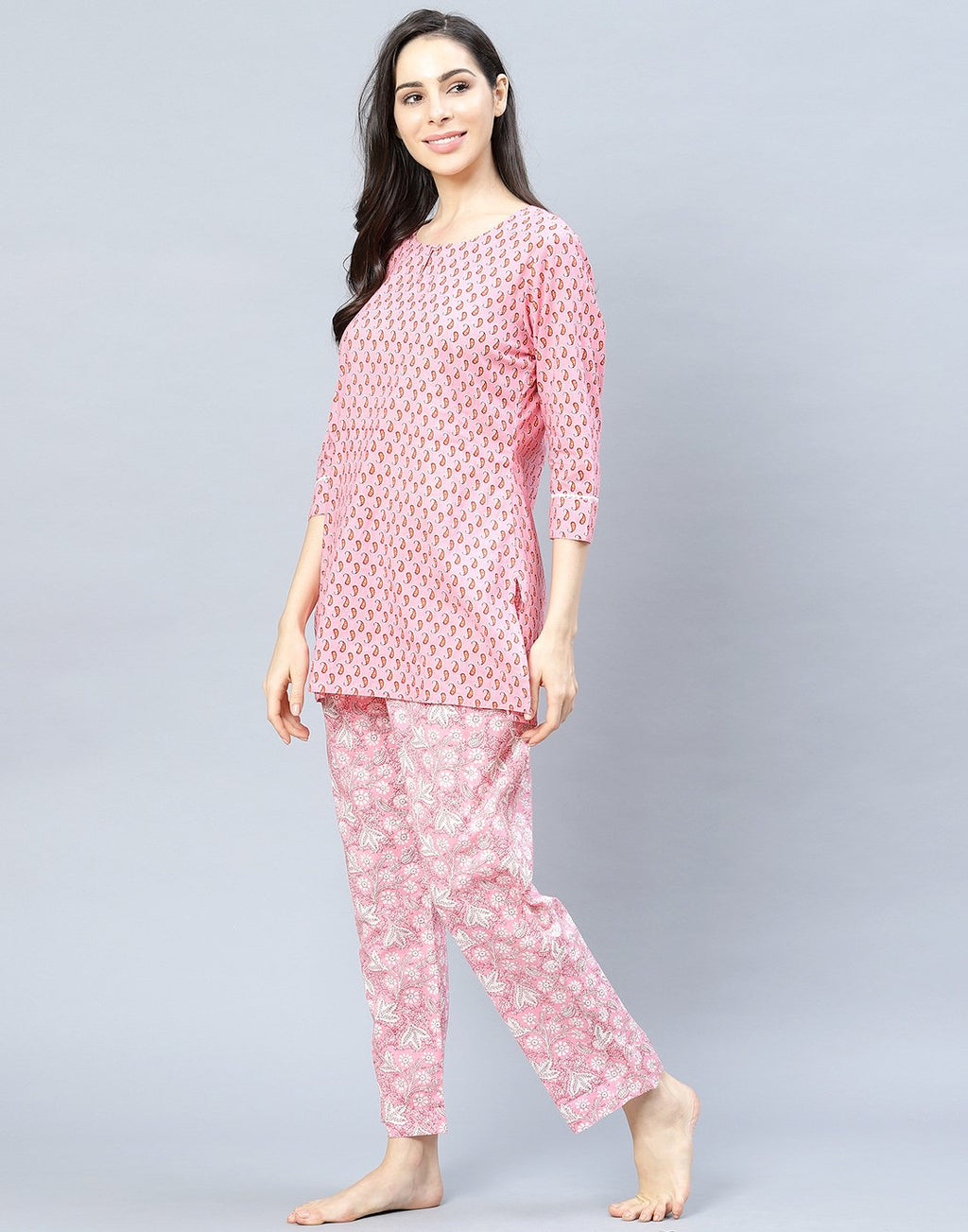 Printed Cotton Short Kurti Set
