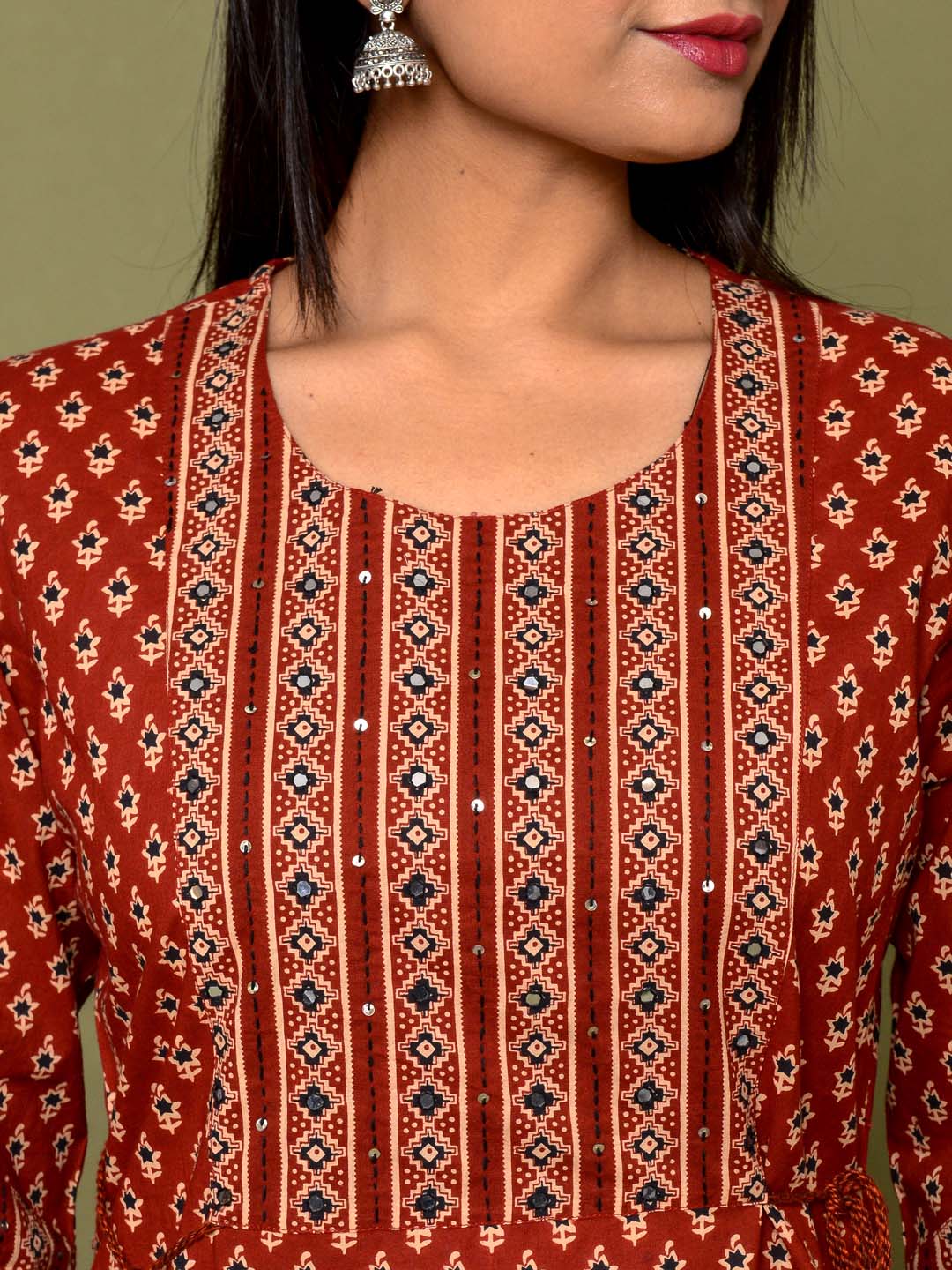 Printed Cotton Kurta With Pants &amp; Dupatta