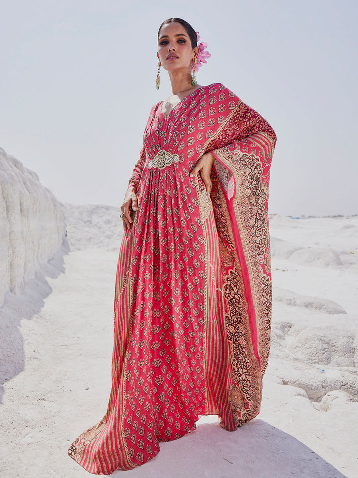 Digital Floral Printed Crepe Gown