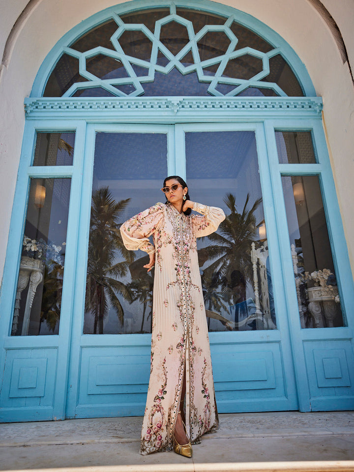 Digital Floral Printed Crepe Kaftan Dress