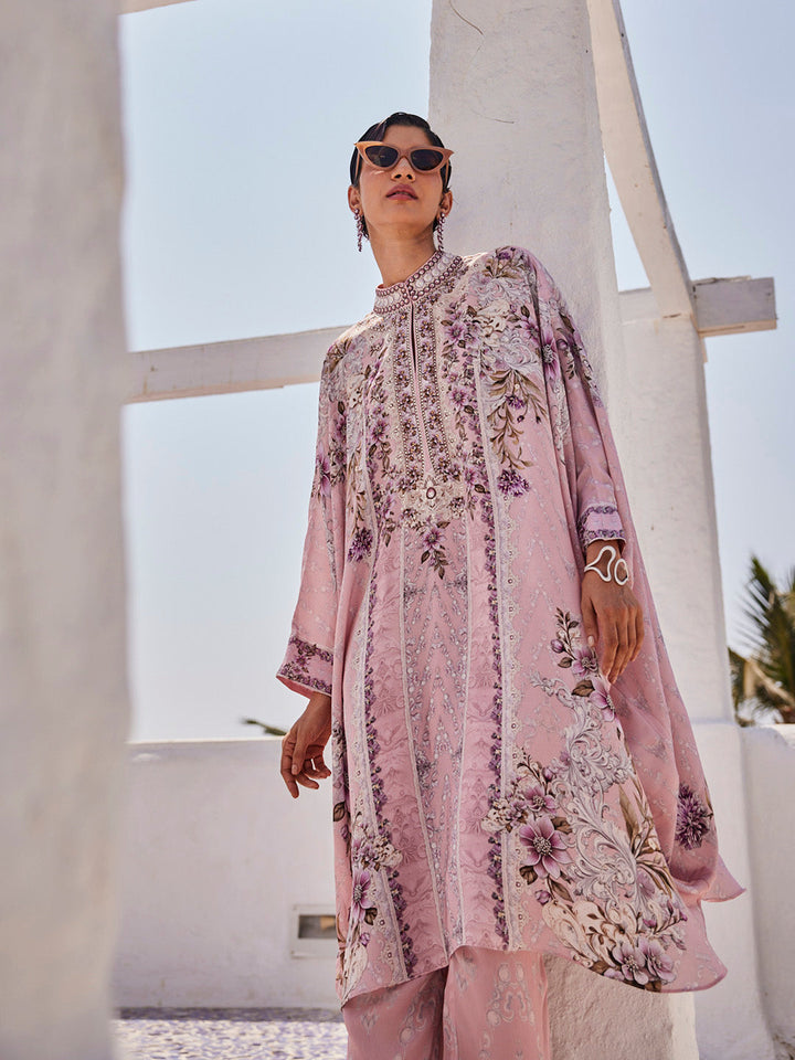 Digital Printed Crepe Kurta With Pants