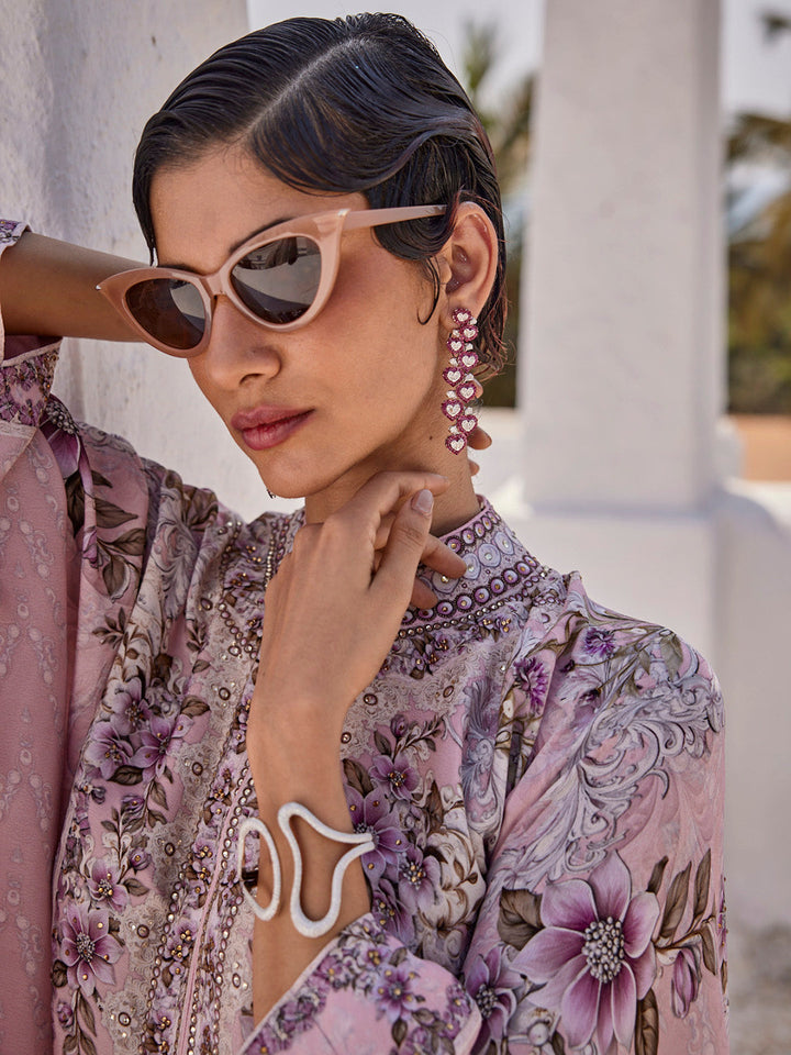 Digital Printed Crepe Kurta With Pants