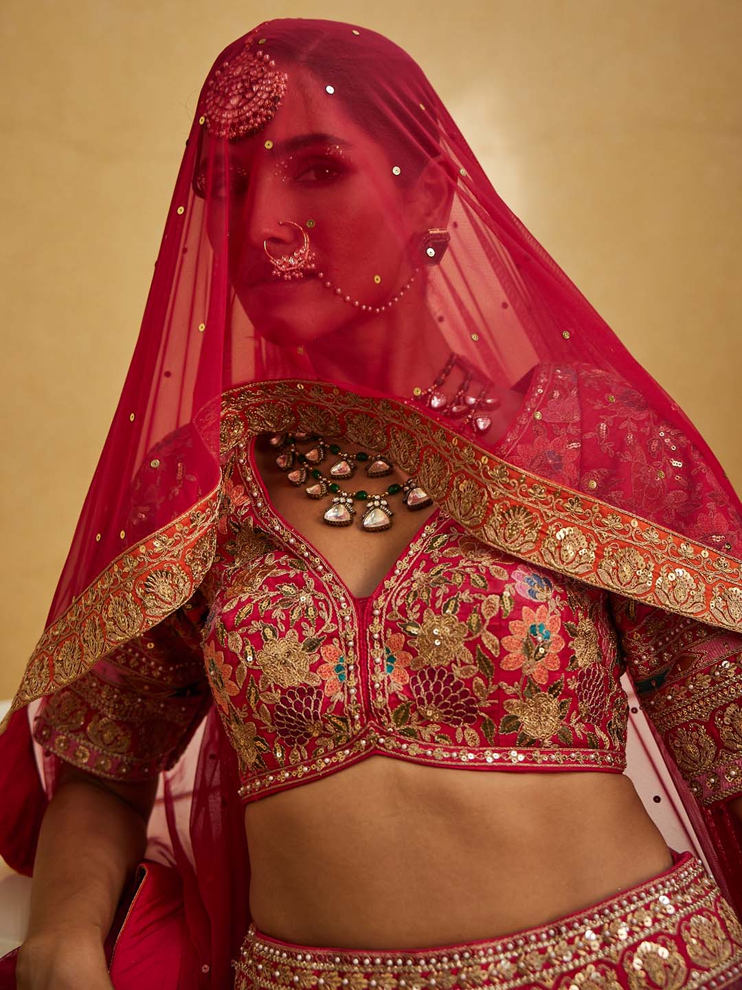 Zari Embroidered Banarasi Choli With Lehenga &amp; Dupatta
