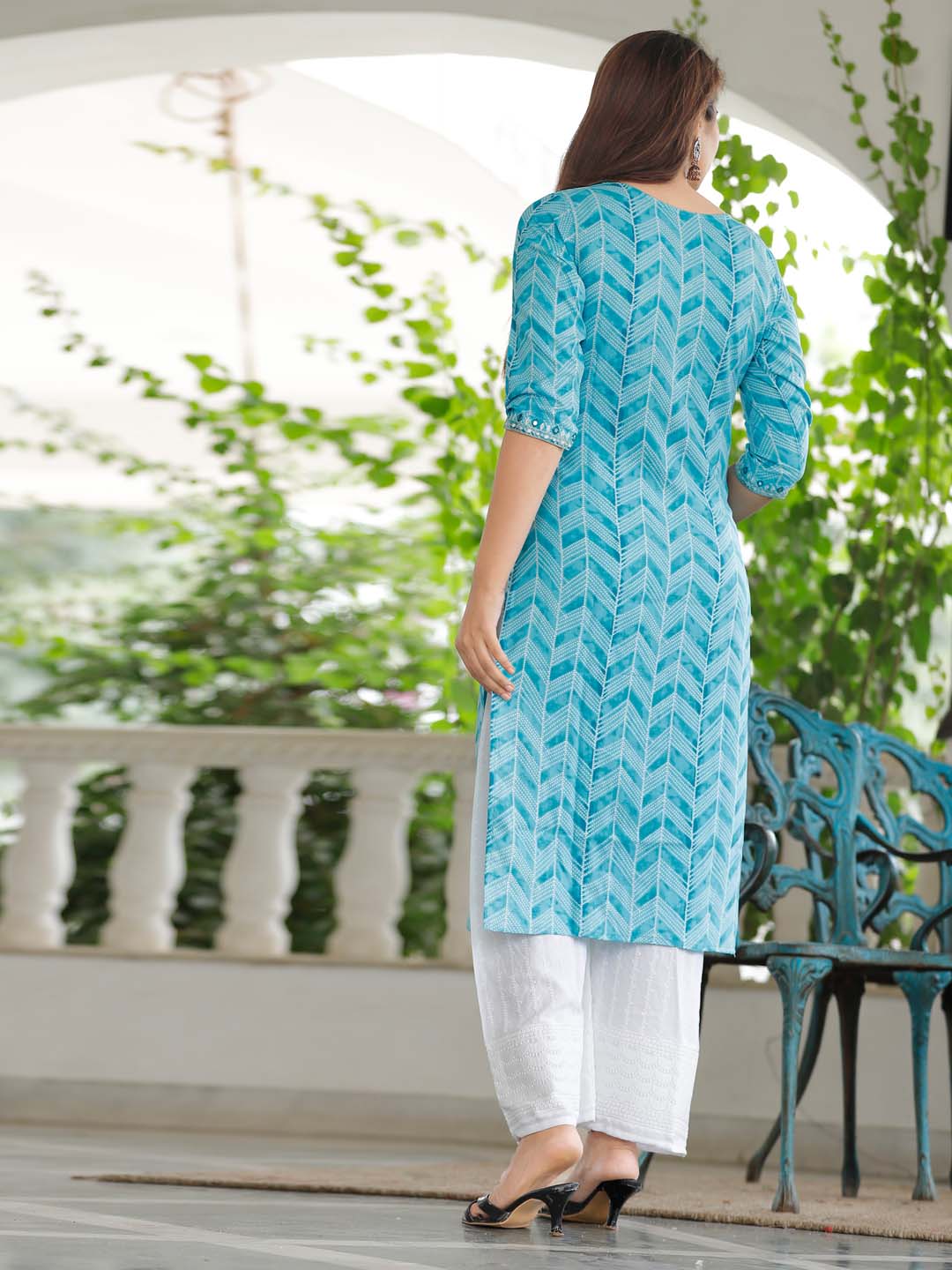 Printed Cotton Kurta With Pants &amp; Dupatta
