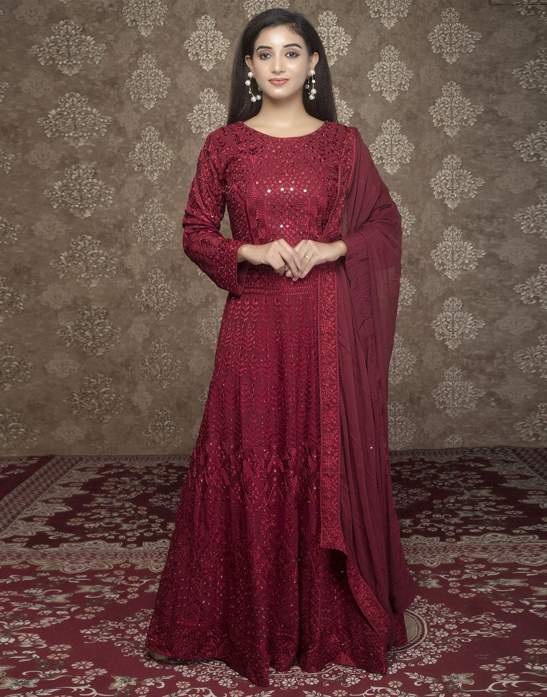 Georgette Embroidered Long Anarkali