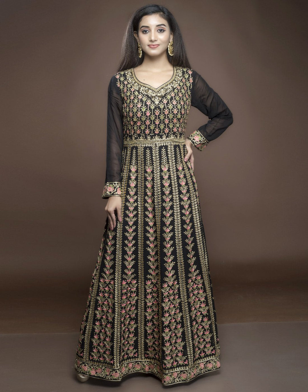 georgette embroidered long anarkali