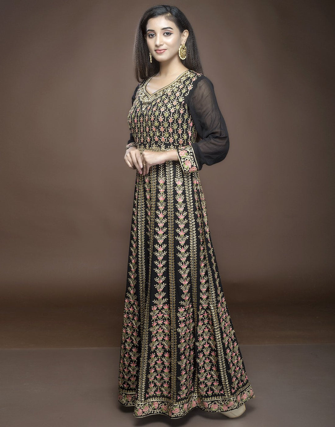 georgette embroidered long anarkali