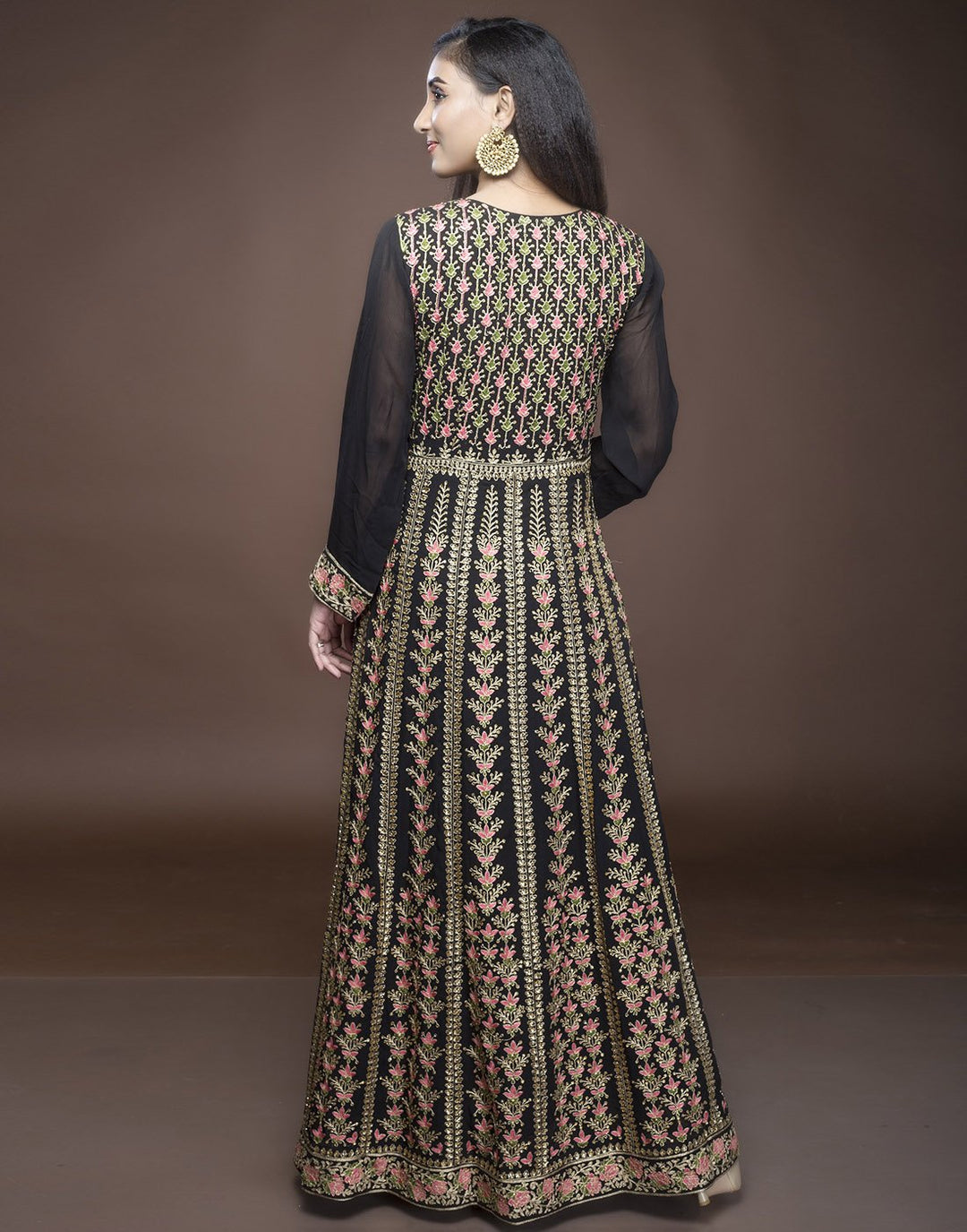 georgette embroidered long anarkali