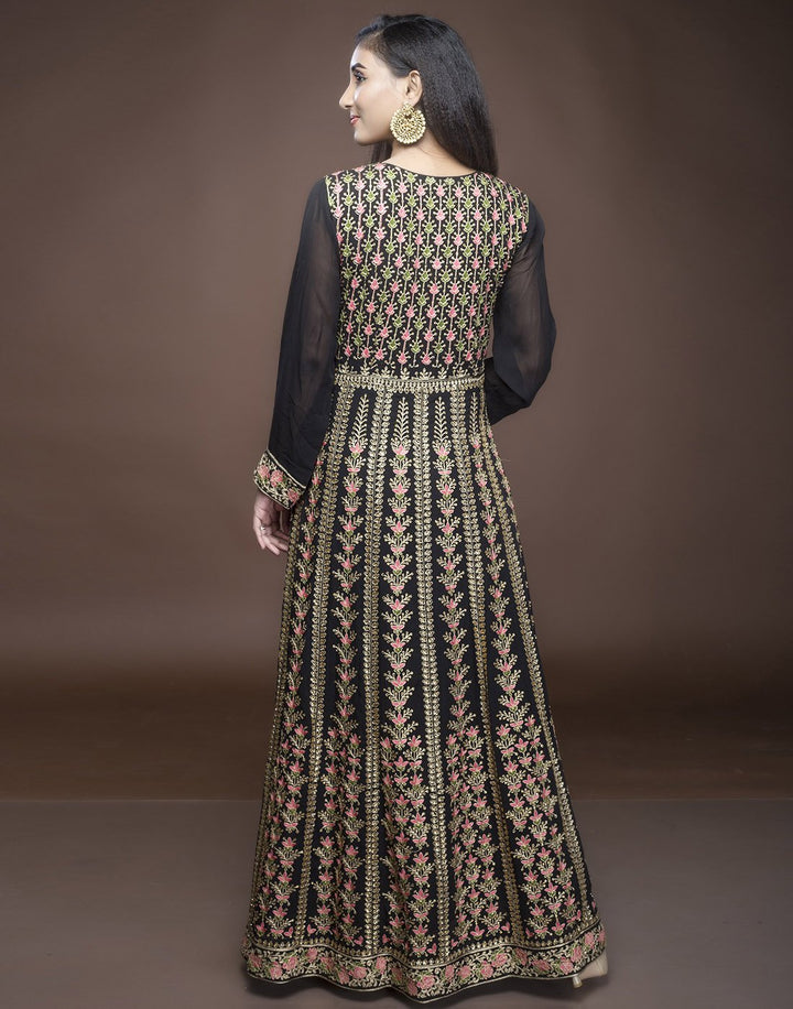 georgette embroidered long anarkali
