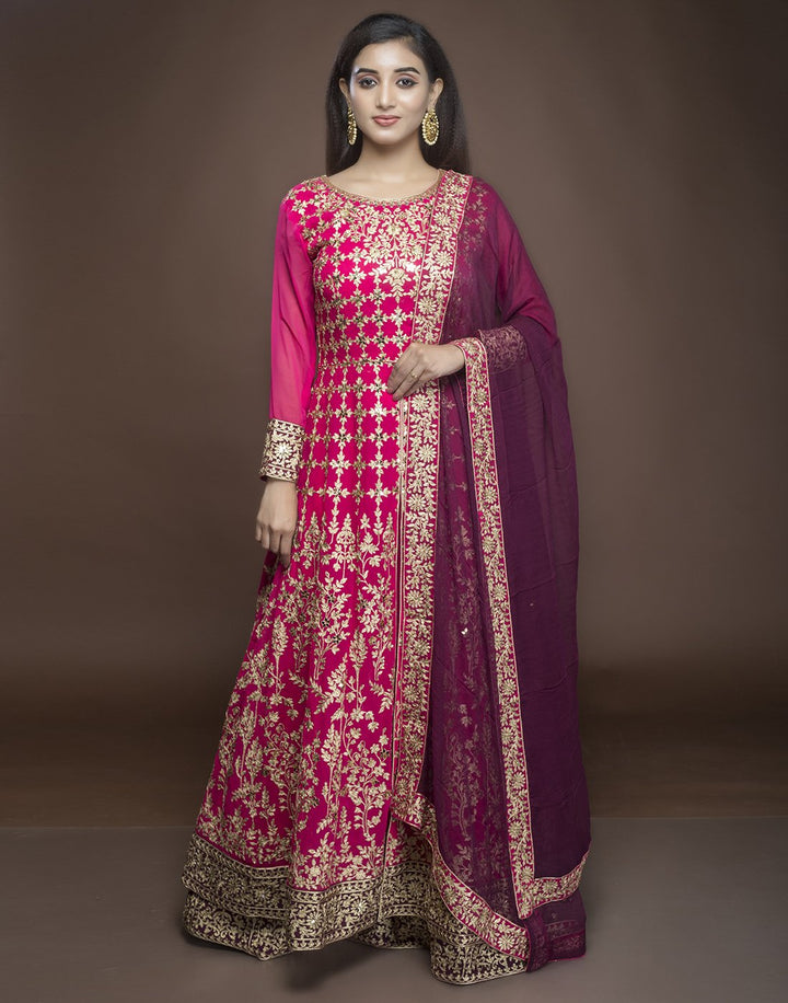 georgette embroidered long anarkali with skirt