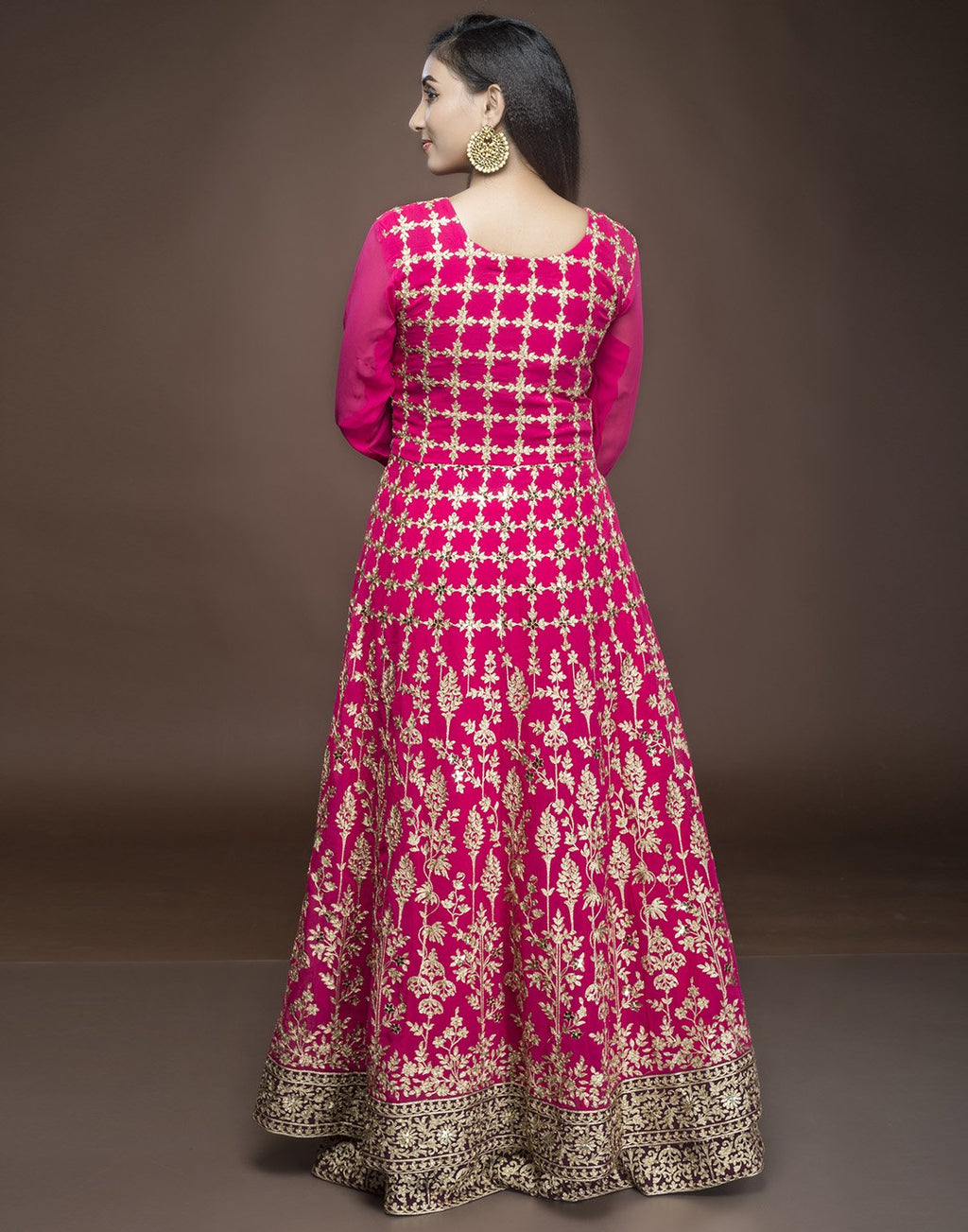 georgette embroidered long anarkali with skirt