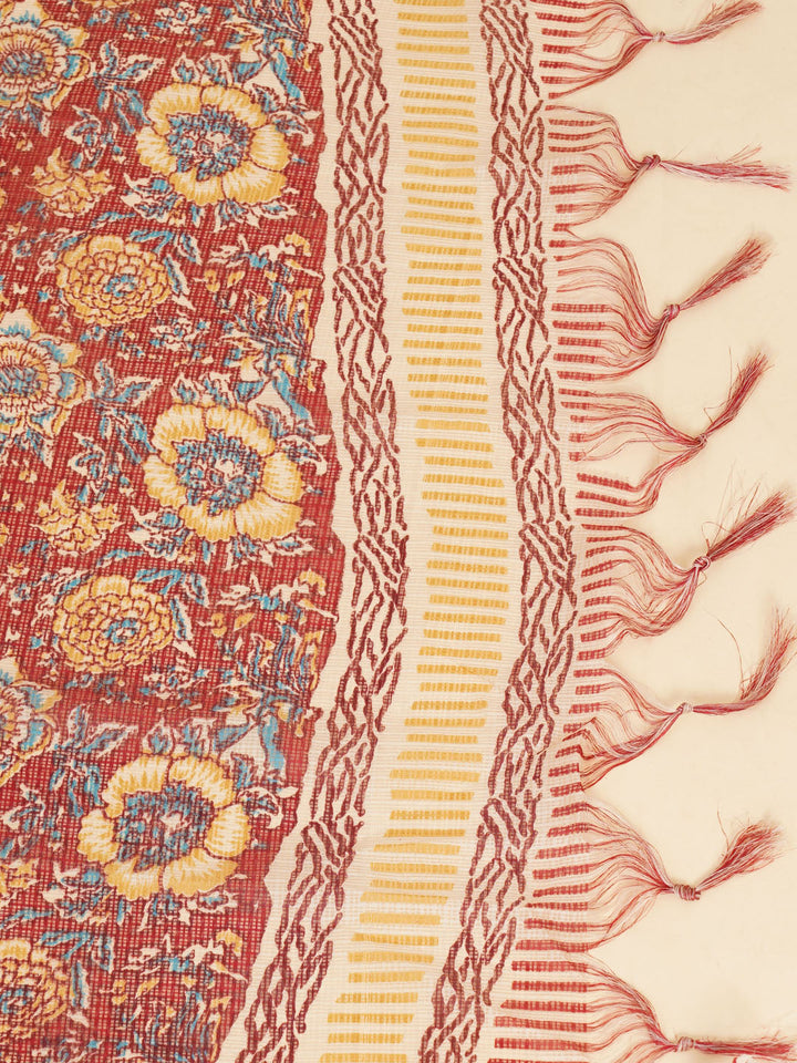 Floral Printed Cotton Kurta With Pants &amp; Dupatta