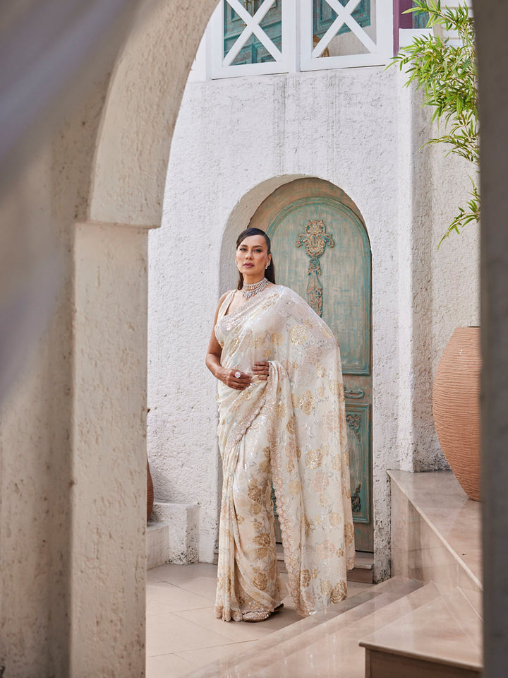 Sequin Work Georgette Saree