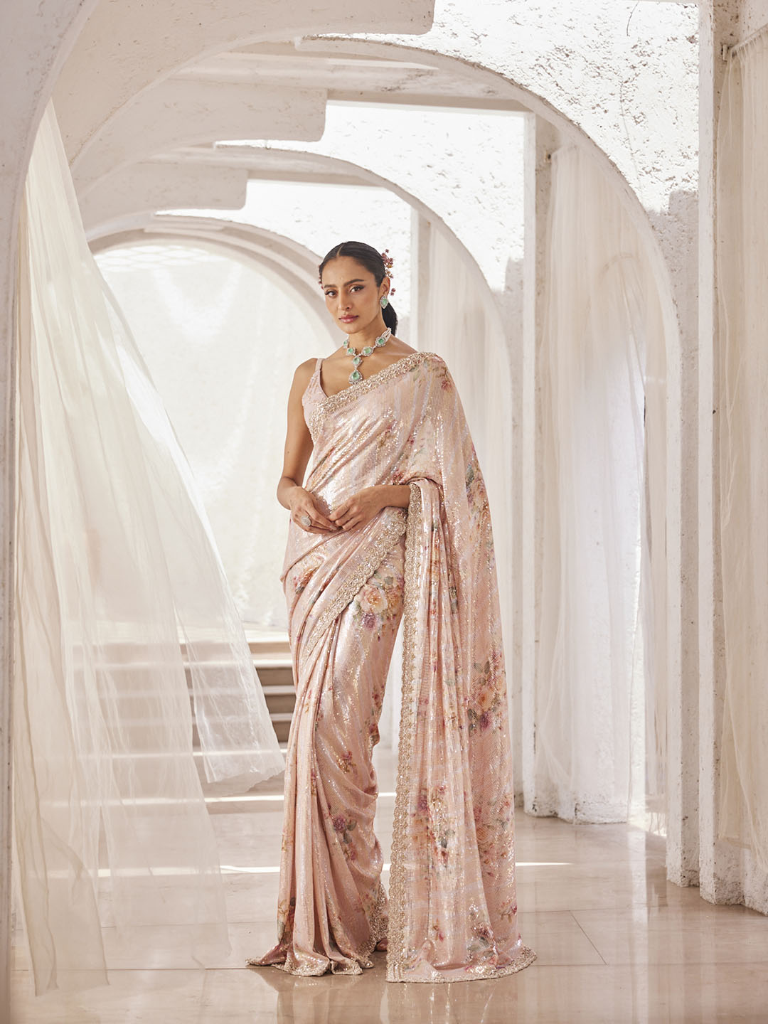 Sequin Work Georgette Saree