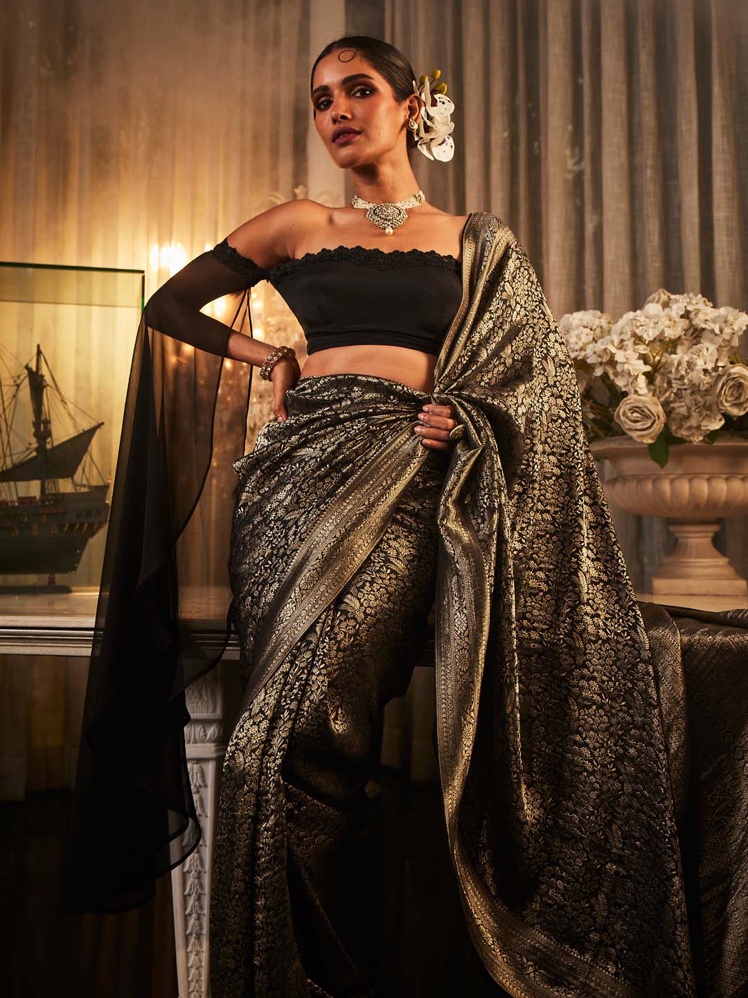 Brocade Woven Crepe Saree