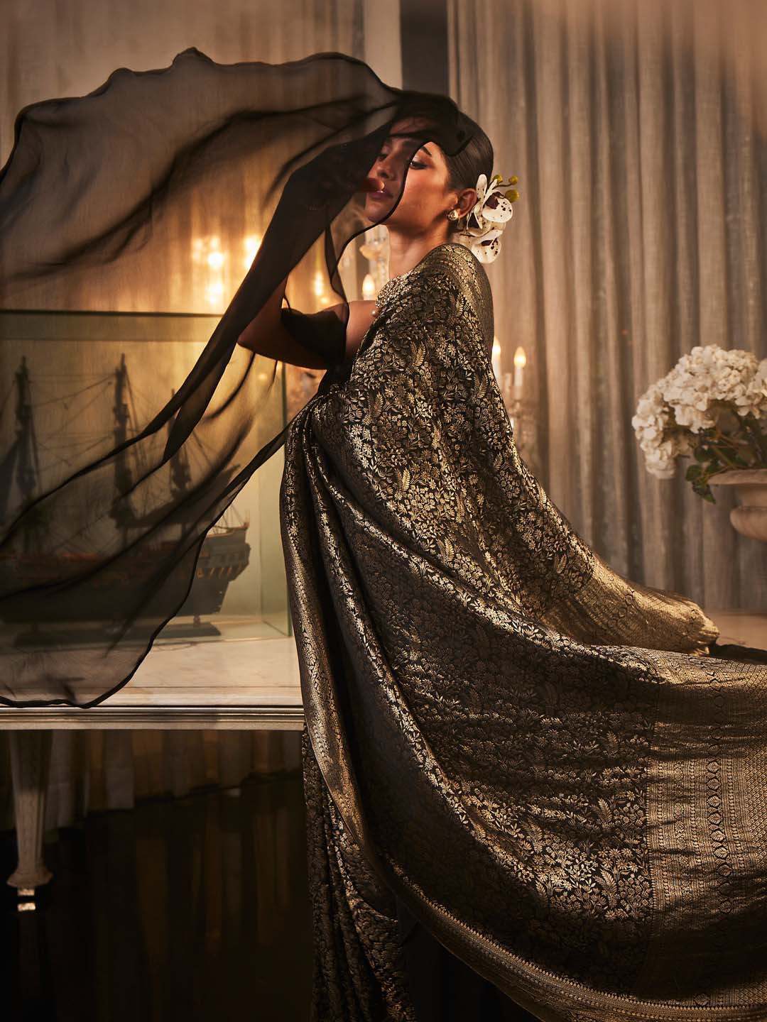 Brocade Woven Crepe Saree