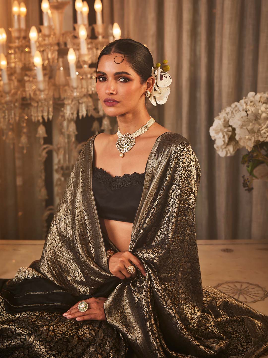 Brocade Woven Crepe Saree