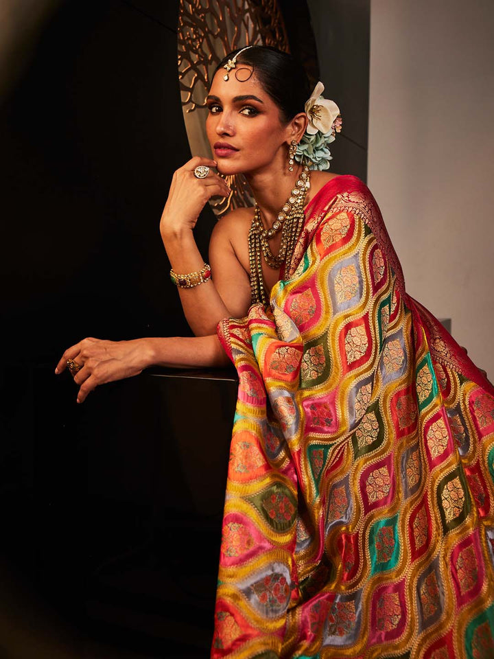 Zari Jaal Woven Satin Saree