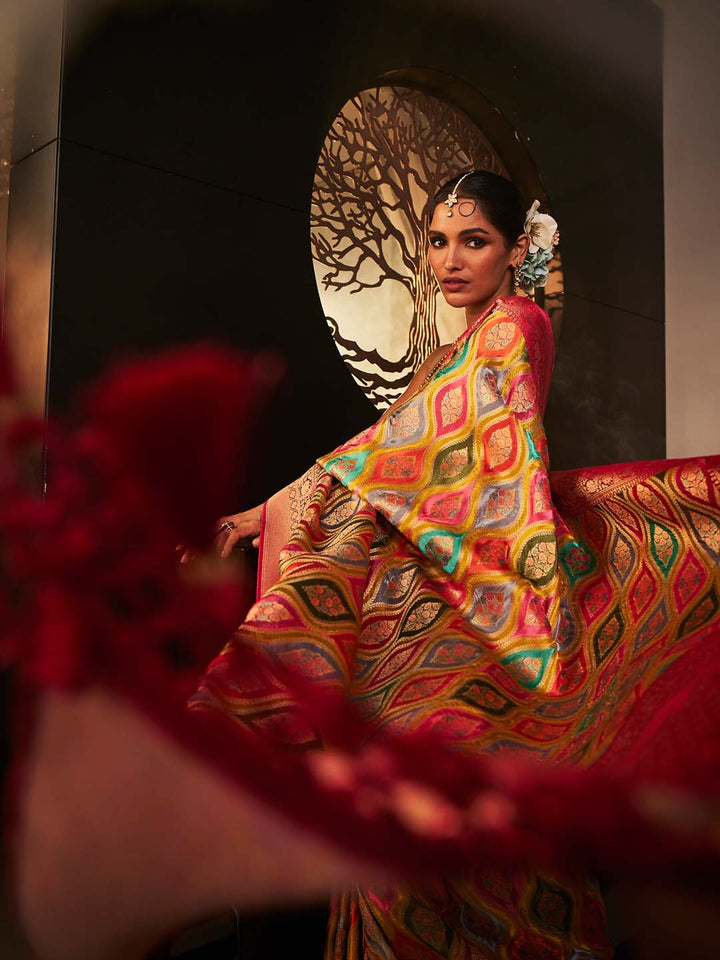 Zari Jaal Woven Satin Saree