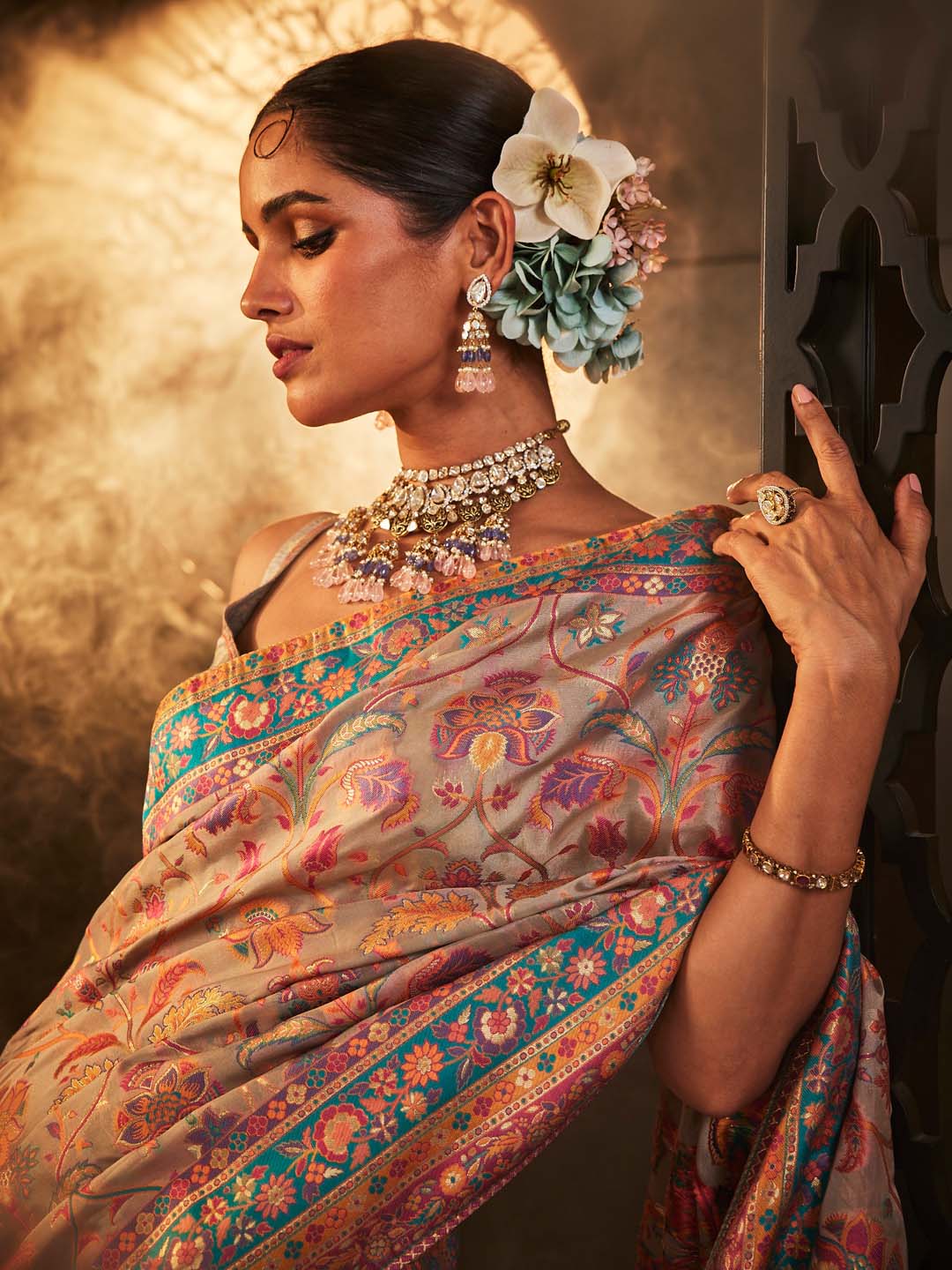Zari Jaal Woven Organza Saree
