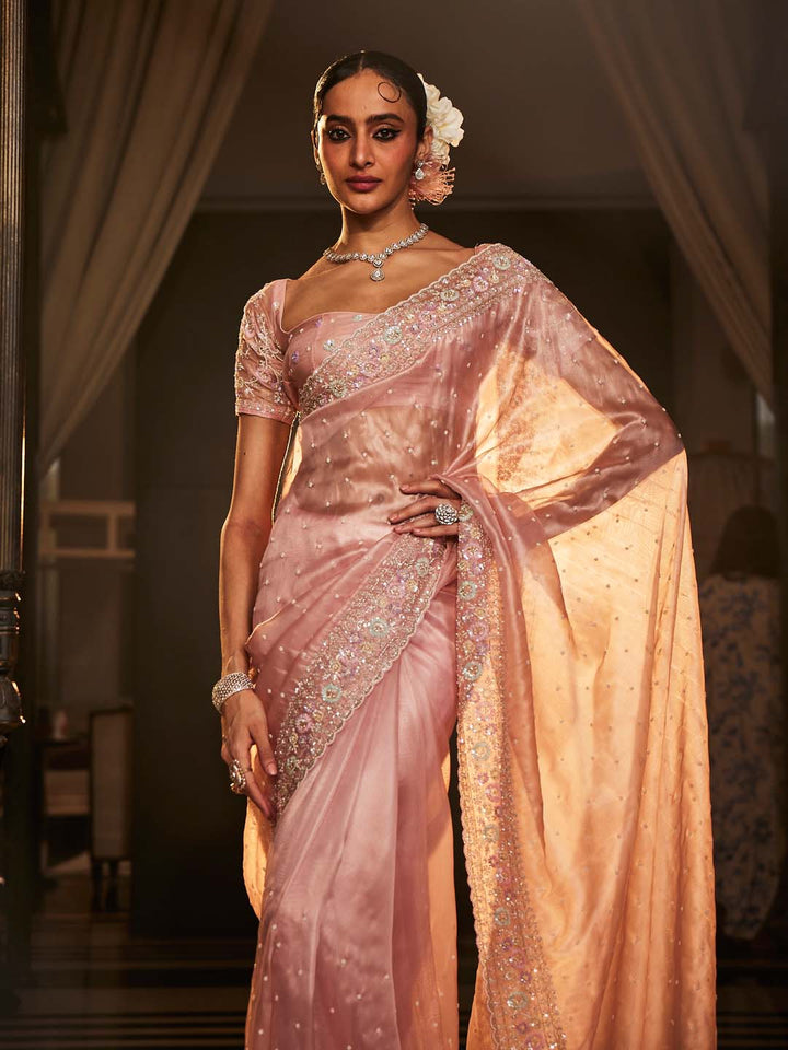 Booti Embroidered Tissue Saree