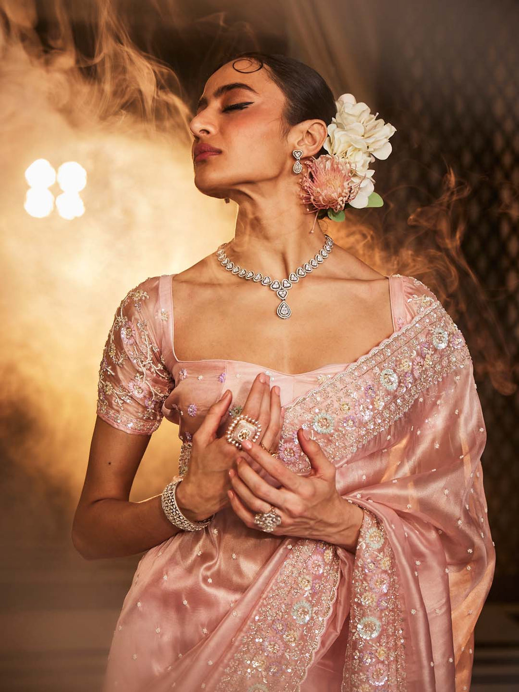 Booti Embroidered Tissue Saree