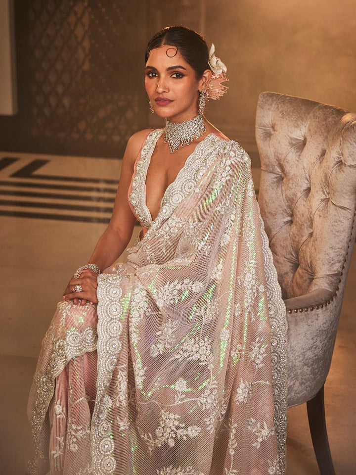 Stone Embroidered Net Saree