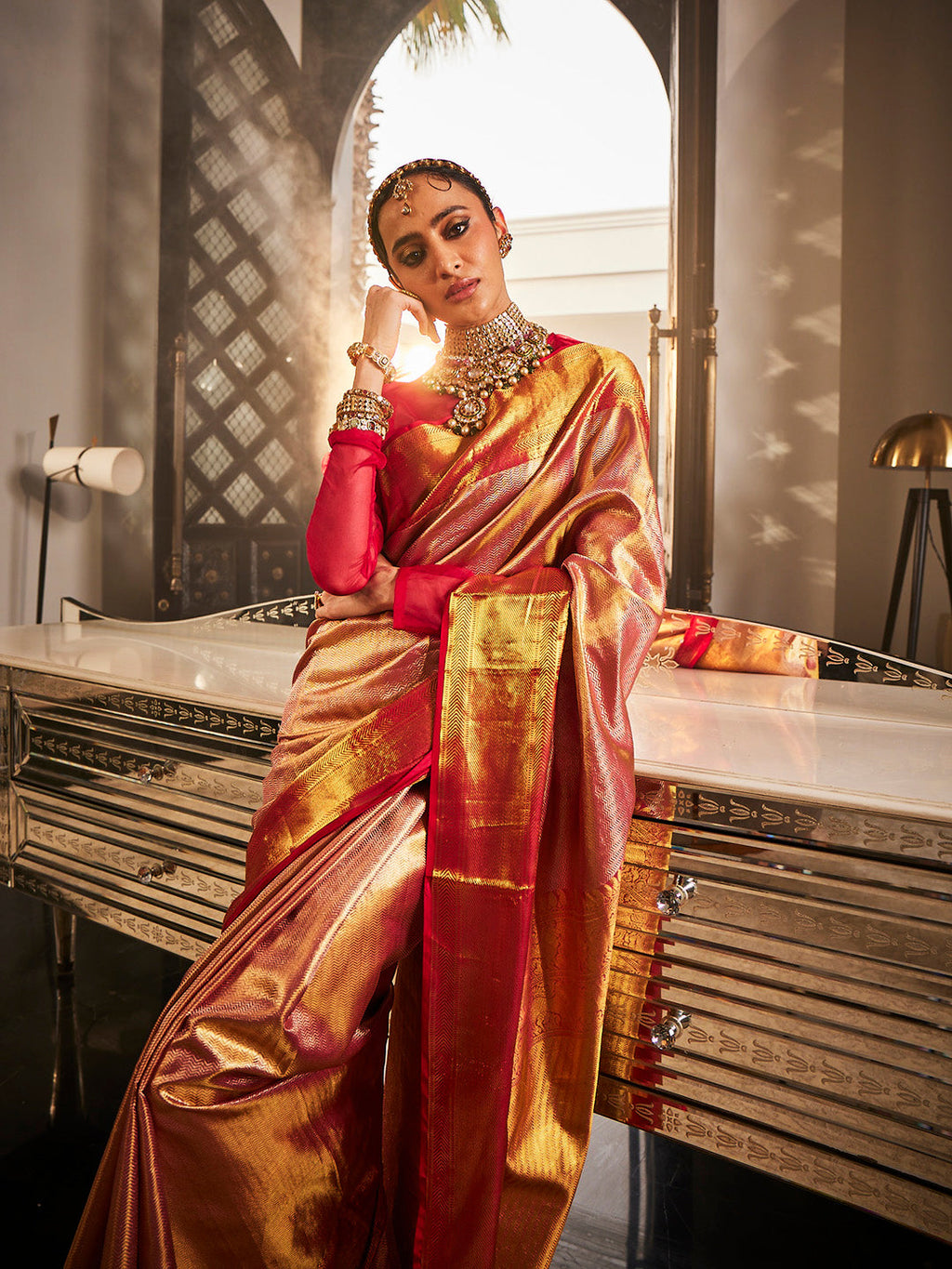 Brocade Kanjeevaram Woven Tissue Saree