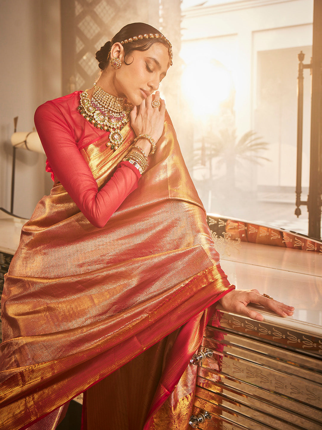 Brocade Kanjeevaram Woven Tissue Saree