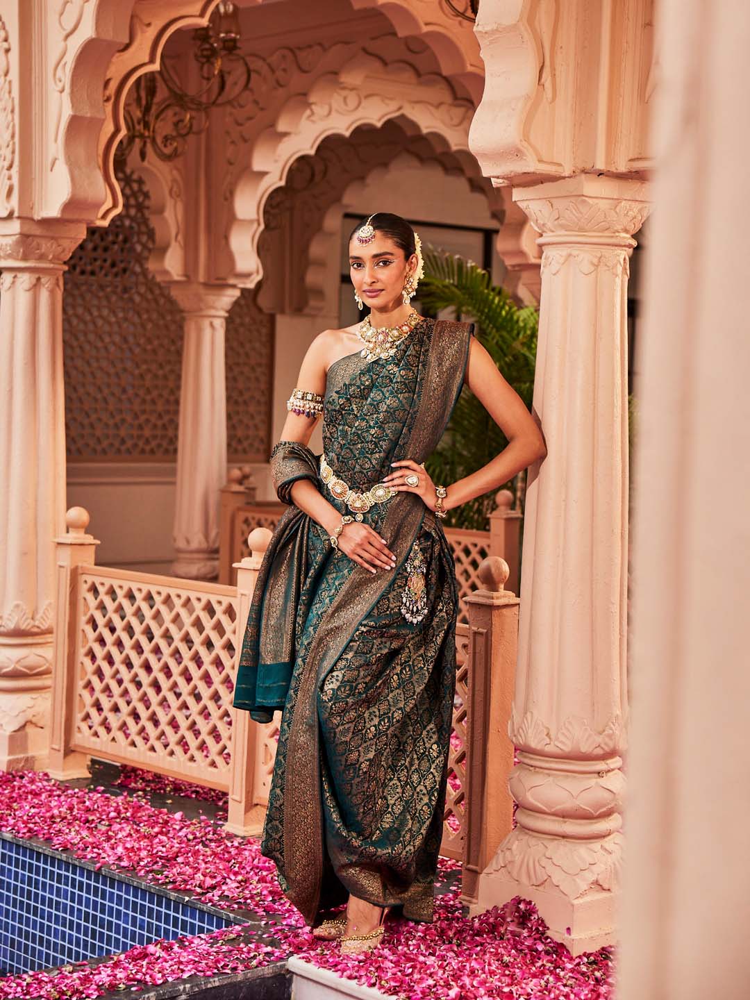 Zari Jaal Woven Crepe Saree