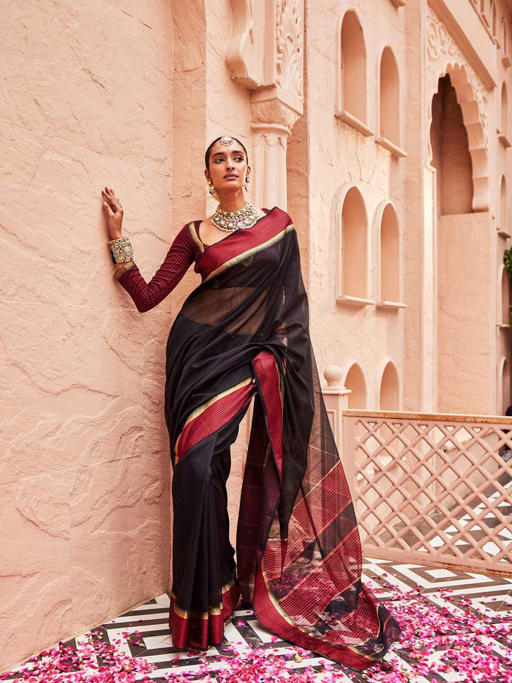 Zari Jaal Woven Cotton Saree