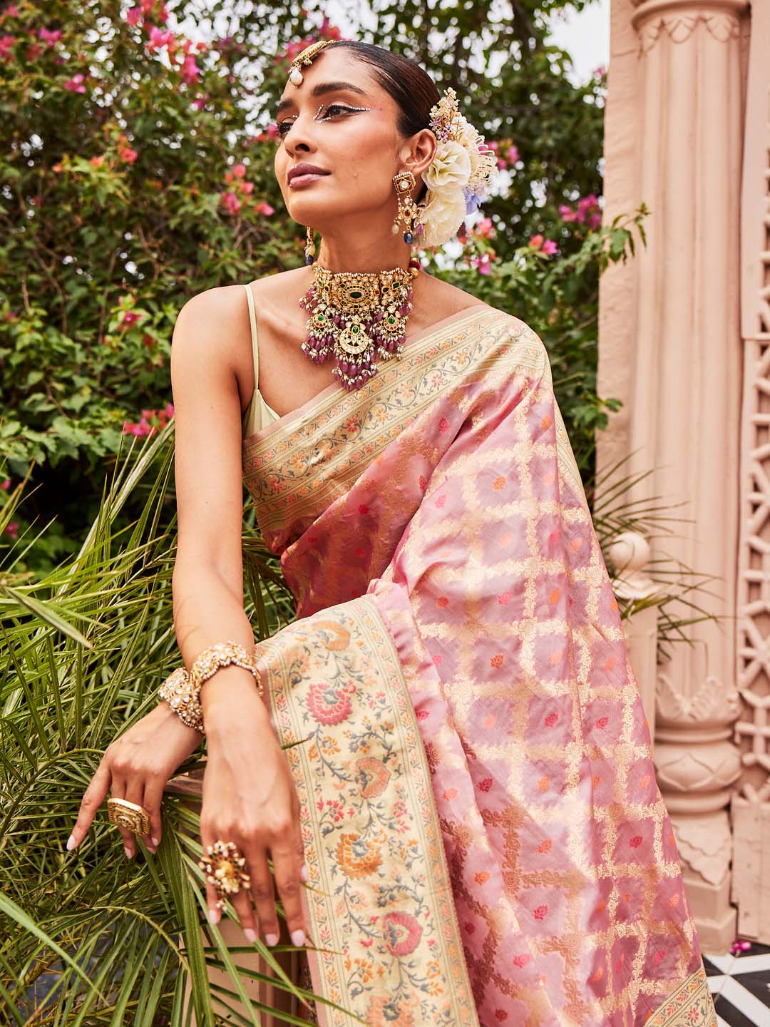 Zari Jaal Woven Organza Saree