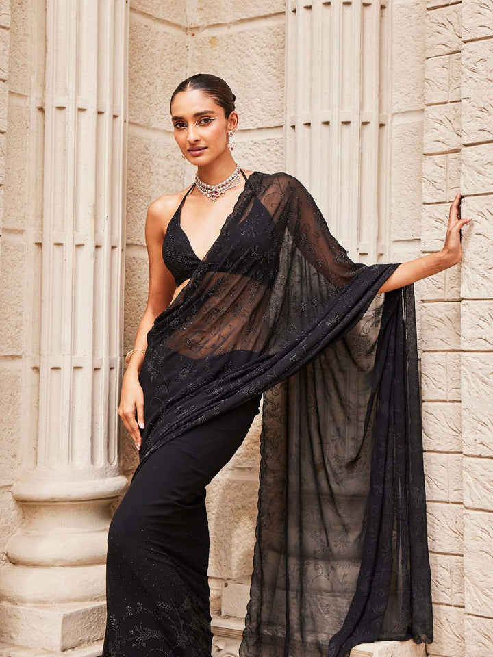 Swarovski Jaal Embroidered Georgette Saree