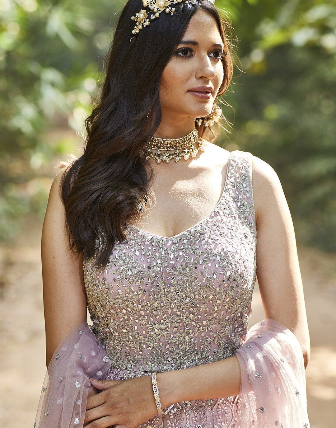 MBZ Meena Bazaar-Beautiful Kundan with Pearl Choker Set