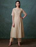 MBZ Meena Bazaar-Beige Cotton Chanderi Kurti