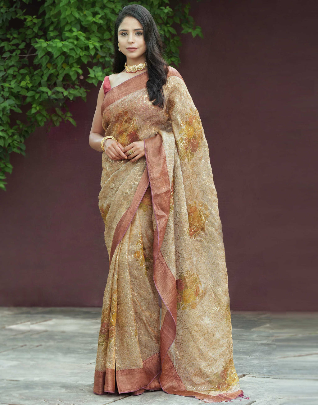 Printed Organza Kora Saree