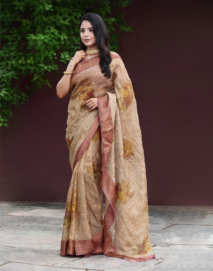 Printed Organza Kora Saree