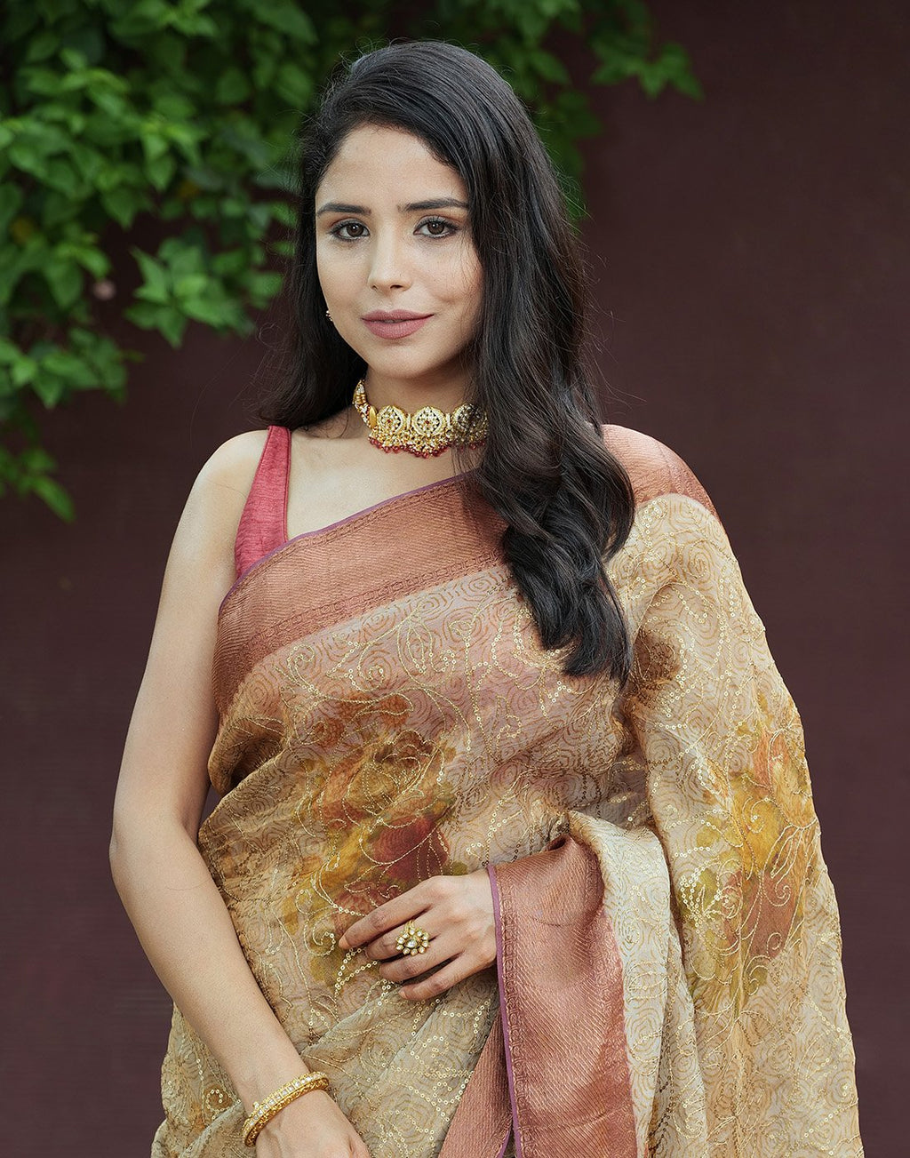 Printed Organza Kora Saree