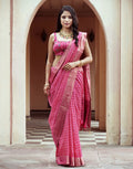 Woven Handloom Dupion Saree With Abstract Zari Border