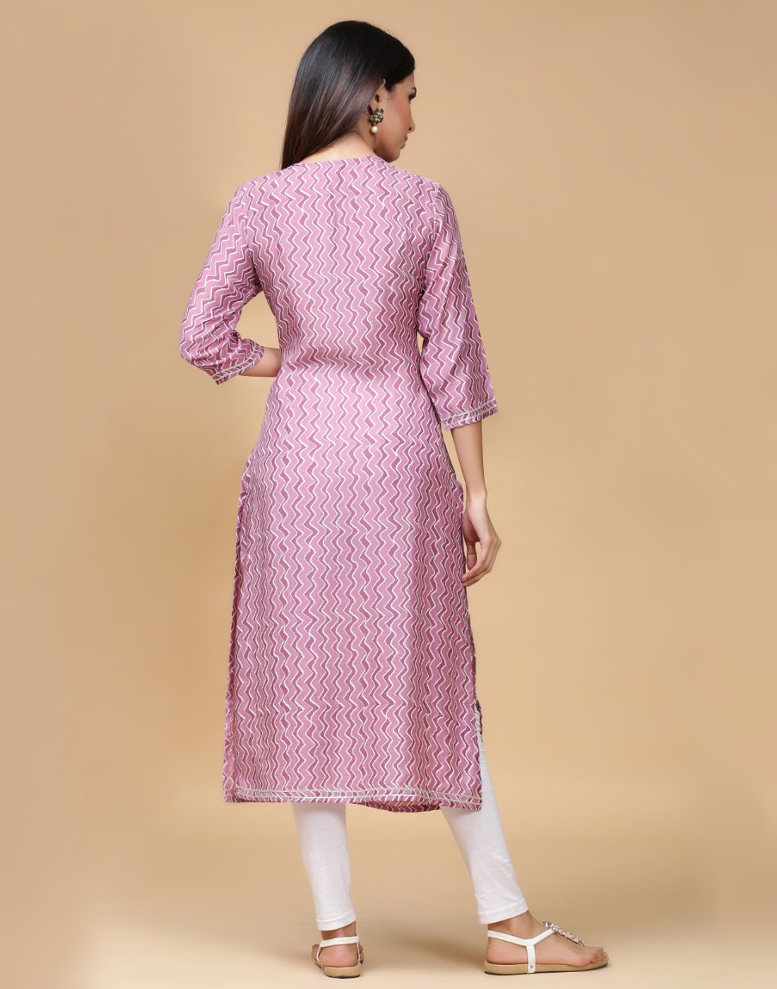 Printed Cotton Muslin Kurti With Yoke Work