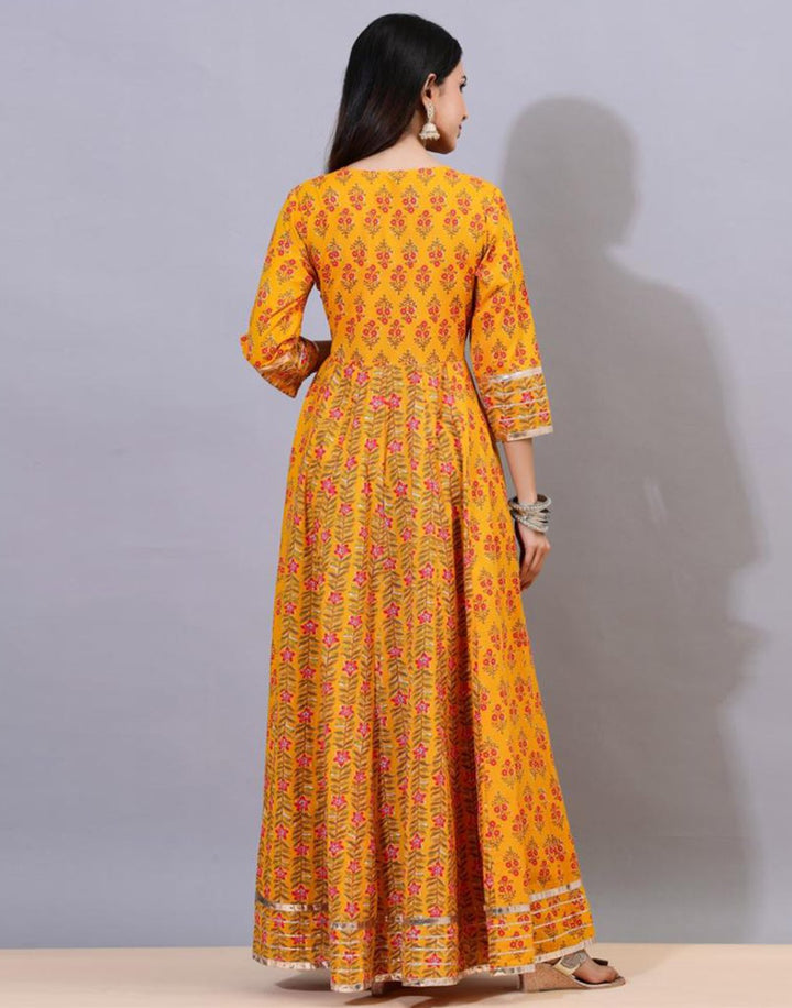 Printed Cotton Anarkali Gota Trim Kurti