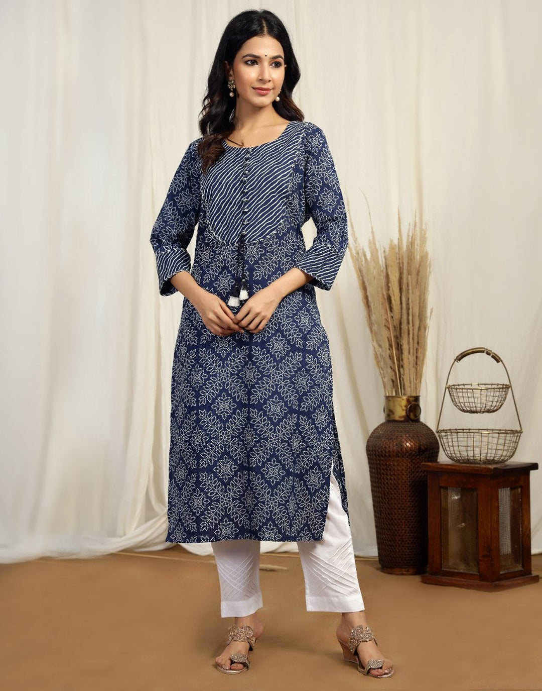Printed Cotton Kurti with Yoke Detail