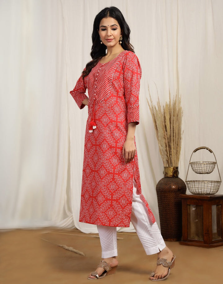 Printed Cotton Kurti with Yoke Detail